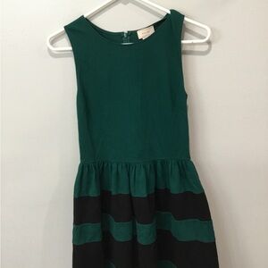 Green and Black Striped Kids Dress